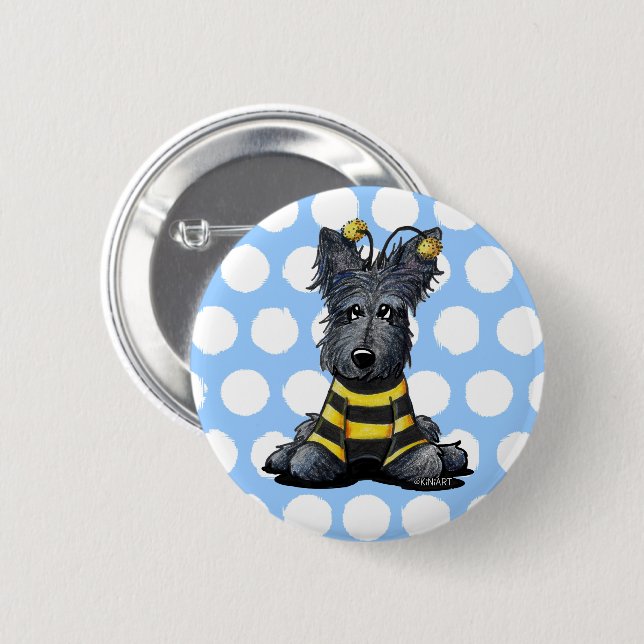 Badge Rond 5 Cm Ecosse Chien Bee (Devant & derrière)