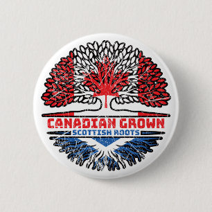Badge Rond 5 Cm Écosse Écosse Canadian Canada Tree Roots Flag