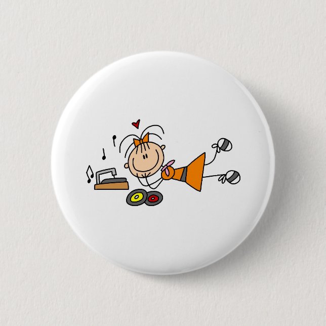 Badge Rond 5 Cm Écouter le bouton de tourne-disque (Devant)