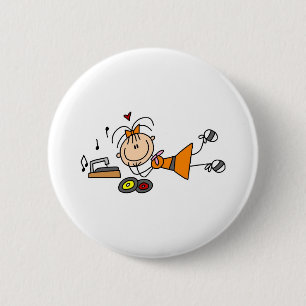 Badge Rond 5 Cm Écouter le bouton de tourne-disque