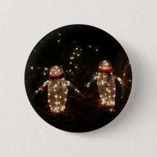 Badge Rond 5 Cm Écran de lumière des fêtes de pingouins