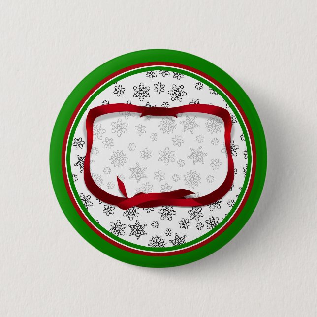 Badge Rond 5 Cm Écrans de neige avec étiquette de ruban rouge (Devant)