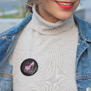 Badge Rond 5 Cm Écraser le cancer du sein Sensibilisation Bling r