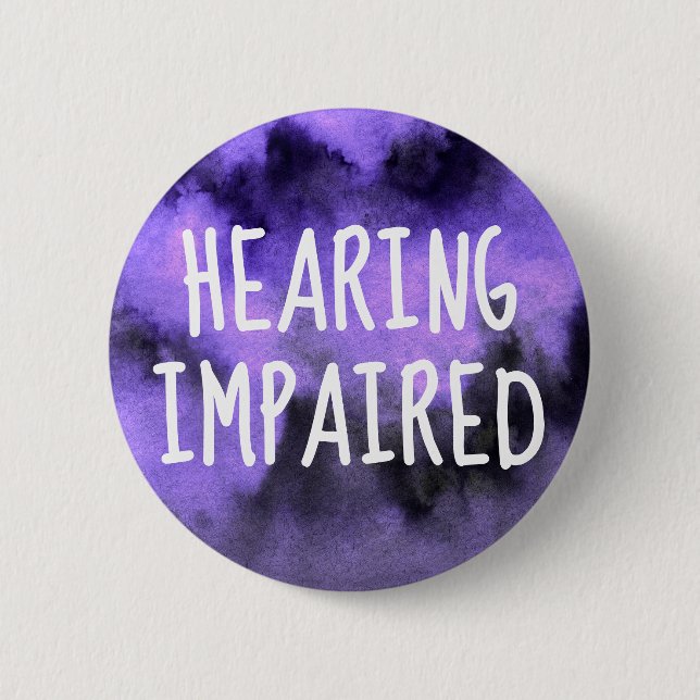 Badge Rond 5 Cm Écriture aquarelle violette Malentendant (Devant)