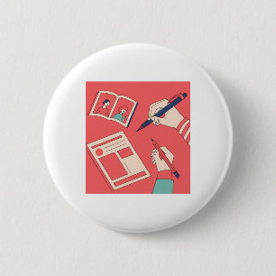 Badge Rond 5 Cm Écriture d'illustrations d'art numérique expressiv