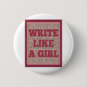 Badge Rond 5 Cm Écrivez comme un rouge à lèvres de fille