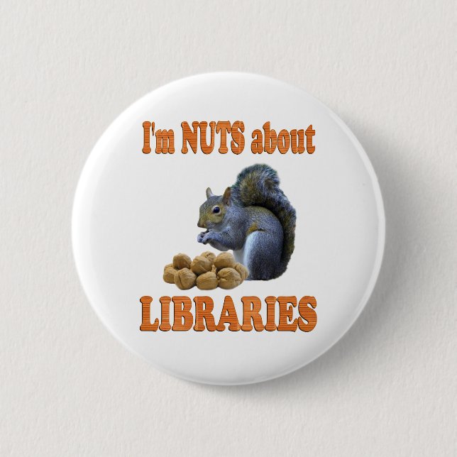 Badge Rond 5 Cm Écrous au sujet des bibliothèques (Devant)