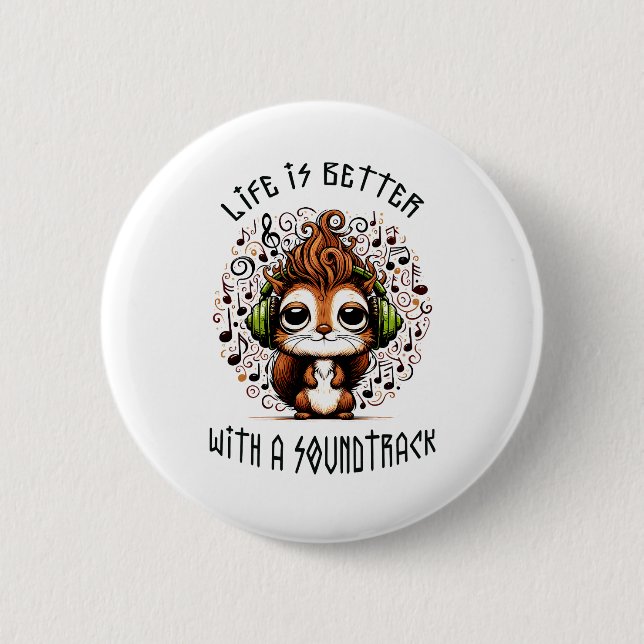 Badge Rond 5 Cm Écureuil avec bande son (Devant)