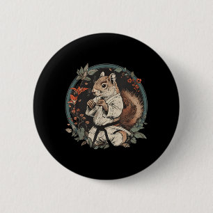 Badge Rond 5 Cm Écureuil de judo Nature Arts martiaux Kickboxing