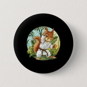 Badge Rond 5 Cm Écureuil de judo Nature Arts martiaux Kickboxing