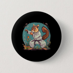 Badge Rond 5 Cm Écureuil de Judo Nature Taekwondo Karaté MMA Écure
