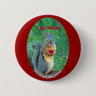 Badge Rond 5 Cm Écureuil de Saint-Valentin