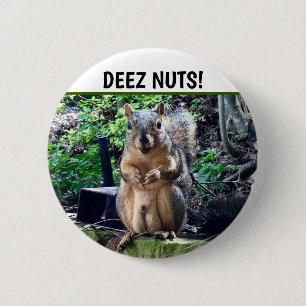 Badge Rond 5 Cm Écureuil Drôle Deez Nuts Humour Inapproprié Pho