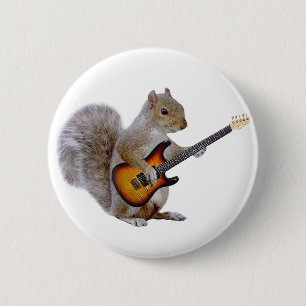 Badge Rond 5 Cm Écureuil jouant la guitare