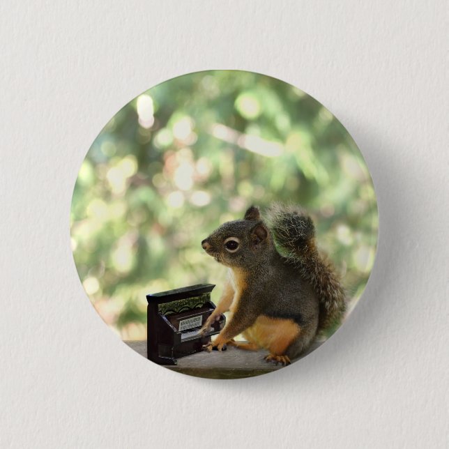 Badge Rond 5 Cm Écureuil jouant le piano (Devant)