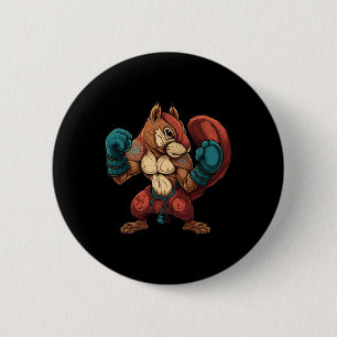 Badge Rond 5 Cm Écureuil kickboxer Boxe Gants de boxe Mma Kickbo