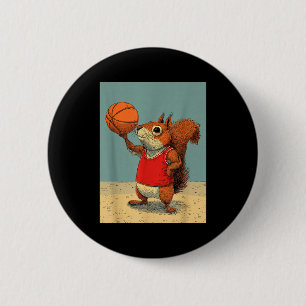 Badge Rond 5 Cm Écureuil mignon animal drôle de cartoon de basketb