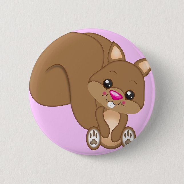 Badge Rond 5 Cm Écureuil mignon de bande dessinée (Devant)