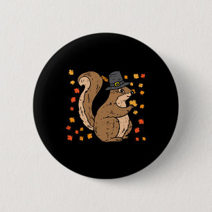 Badge Rond 5 Cm Écureuil pèlerin mignon Thanksgiving Automne Autom