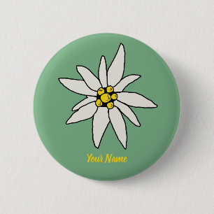 Badge Rond 5 Cm Edelweiss Chalet Flower Retro Huts Vintage Alm