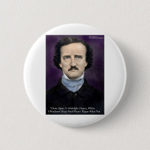 Badge Rond 5 Cm Edgar Allan Poe "Le Corbeau" Citations Cadeaux & C
