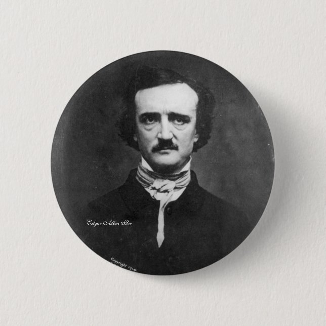 Badge Rond 5 Cm Edgar Allen Poe, goupille-sur (Devant)