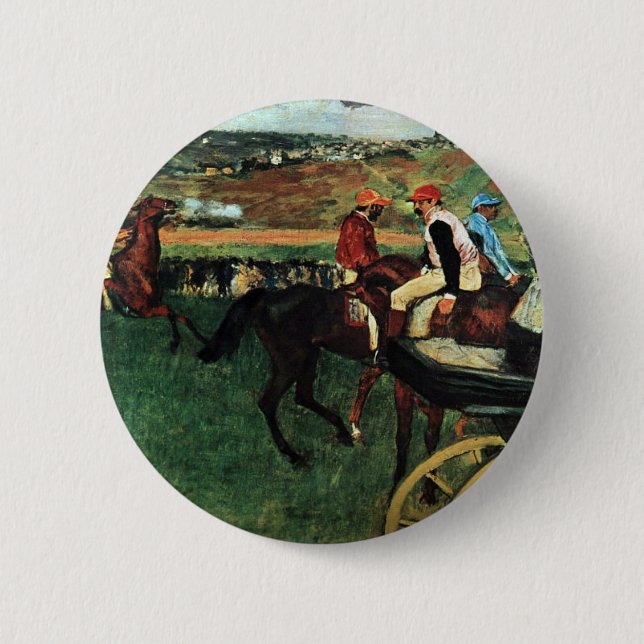 Badge Rond 5 Cm Edgar Degas, aux courses (Devant)