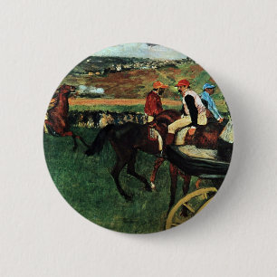 Badge Rond 5 Cm Edgar Degas, aux courses