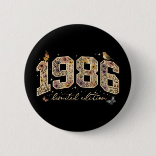 Badge Rond 5 Cm Édition limitée 40e anniversaire floral 1986
