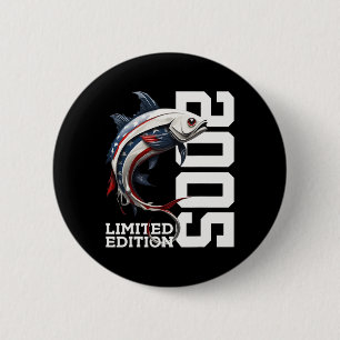 Badge Rond 5 Cm Édition limitée pêche anniversaire pêcheur 2005