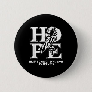 Badge Rond 5 Cm Eds Hope Zebra Ribbon Ehlers Syndrome Danlos Aware