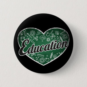 Badge Rond 5 Cm Éducation Retro Coeur Blackboard Amour