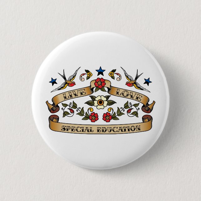 Badge Rond 5 Cm Éducation spéciale d'amour vivant (Devant)