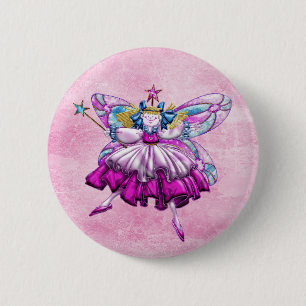 Badge Rond 5 Cm Effet de bijou imprimé par fée rose mignonne de