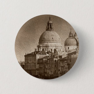 Badge Rond 5 Cm Effet Papier Sepia Venise Grand Canal