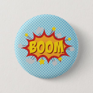 Badge Rond 5 Cm Effet sonore de bande dessinée de BOOM
