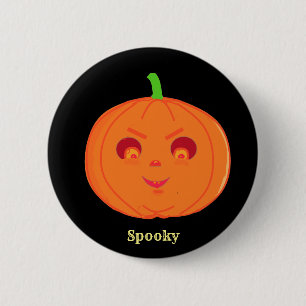Badge Rond 5 Cm Éffrayant Citrouille Halloween