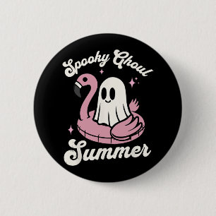 Badge Rond 5 Cm Éffrayant Ghoul été mignon Fantôme Flamant rose ét