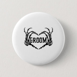 Badge Rond 5 Cm Éffrayant Groom Skeleton mains Fiançailles Mariage