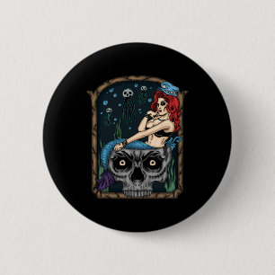 Badge Rond 5 Cm Éffrayant Halloween Punk Goth Crâne sirène