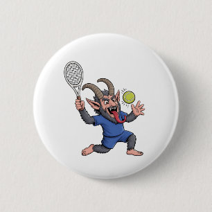 Badge Rond 5 Cm Éffrayant Krampus Jouer Tennis Noël