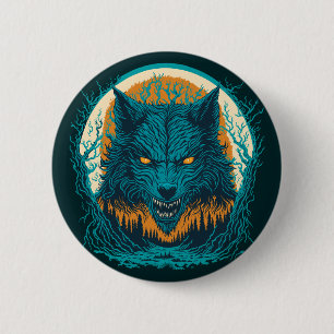 Badge Rond 5 Cm Effrayant loup-garou