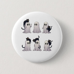 Badge Rond 5 Cm Éffrayant Pastel Gothique Fantômes Chats Noirs Hal