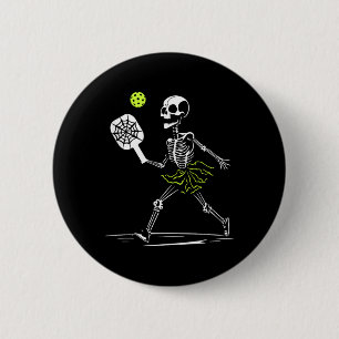 Badge Rond 5 Cm Éffrayant Pickleball Halloween Skeleton Femelle Ta