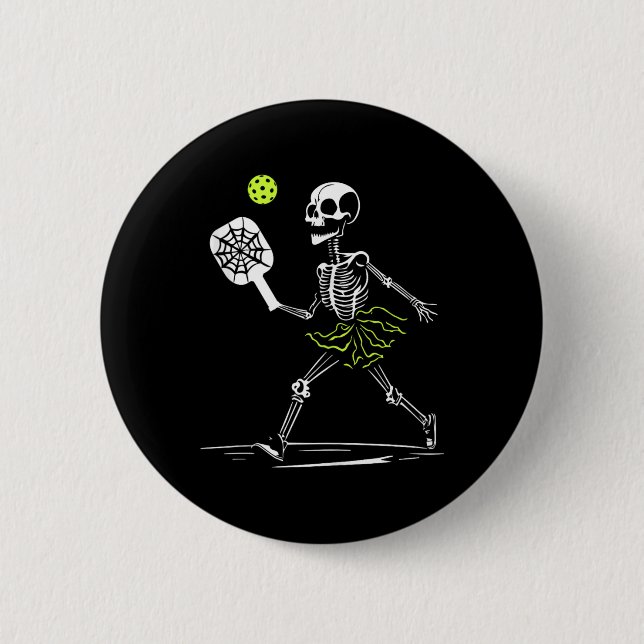 Badge Rond 5 Cm Éffrayant Pickleball Halloween Skeleton Femelle Ta (Devant)