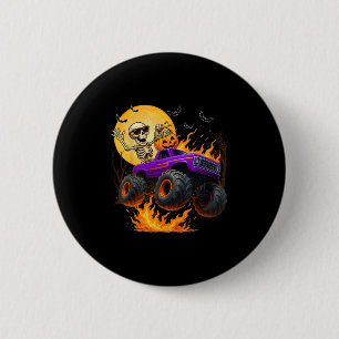 Badge Rond 5 Cm Éffrayant Skeleton équitation Monster Camion Hallo