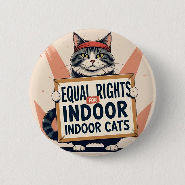 Badge Rond 5 Cm Egalité de droits pour les chats intérieurs - Bout (Devant)