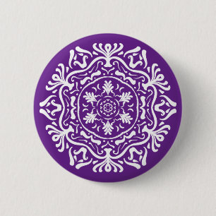Badge Rond 5 Cm Eggplant Mandala