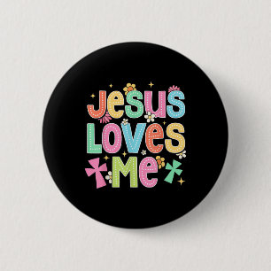 Badge Rond 5 Cm Église chrétienne biblique Groovy Jésus m'aime 