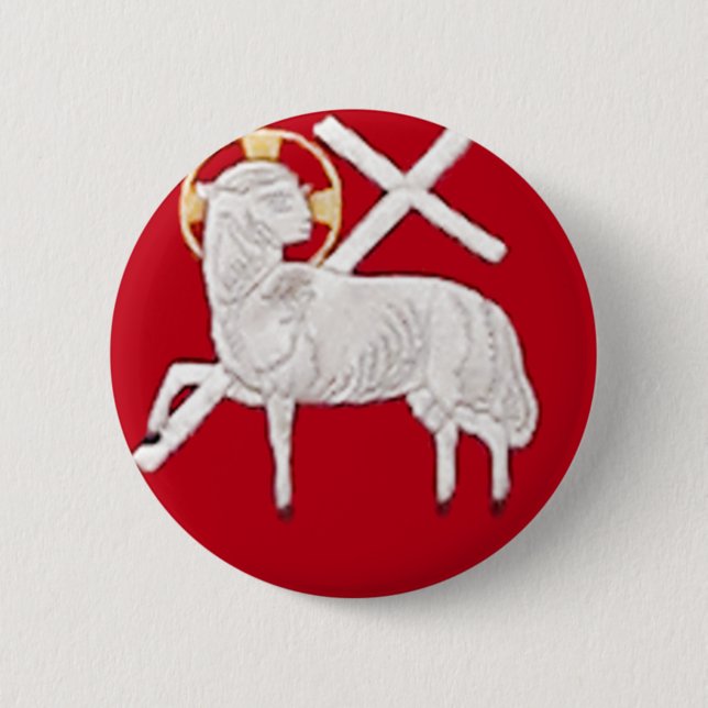 BADGE ROND 5 CM ÉGLISE CHRÉTIENNE SYMBOLS-LAMB D'UN DIEU (Devant)